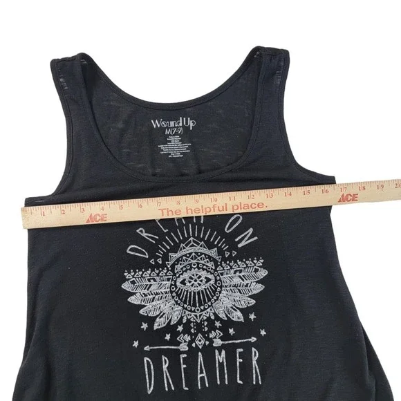 Tunic Tank Top Shirt Junior M 7-9 Dream on Dreamer Sleeveless Scoop Neck Black - Picture 10 of 16